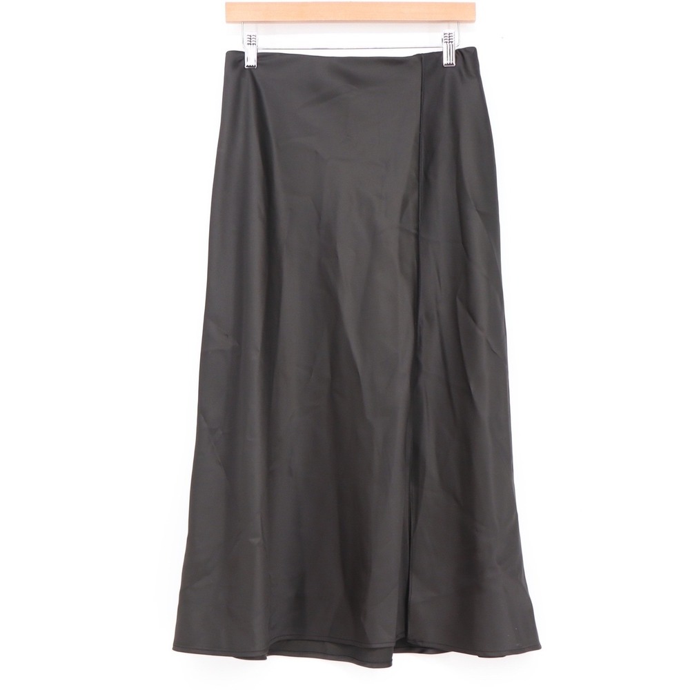 A New Day Womens Black Satin Midi Slip Skirt Size S Solid Stretch - Picture 2 of 6